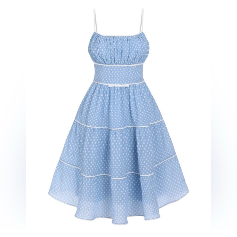 Blue Polka Dot Midi Dress